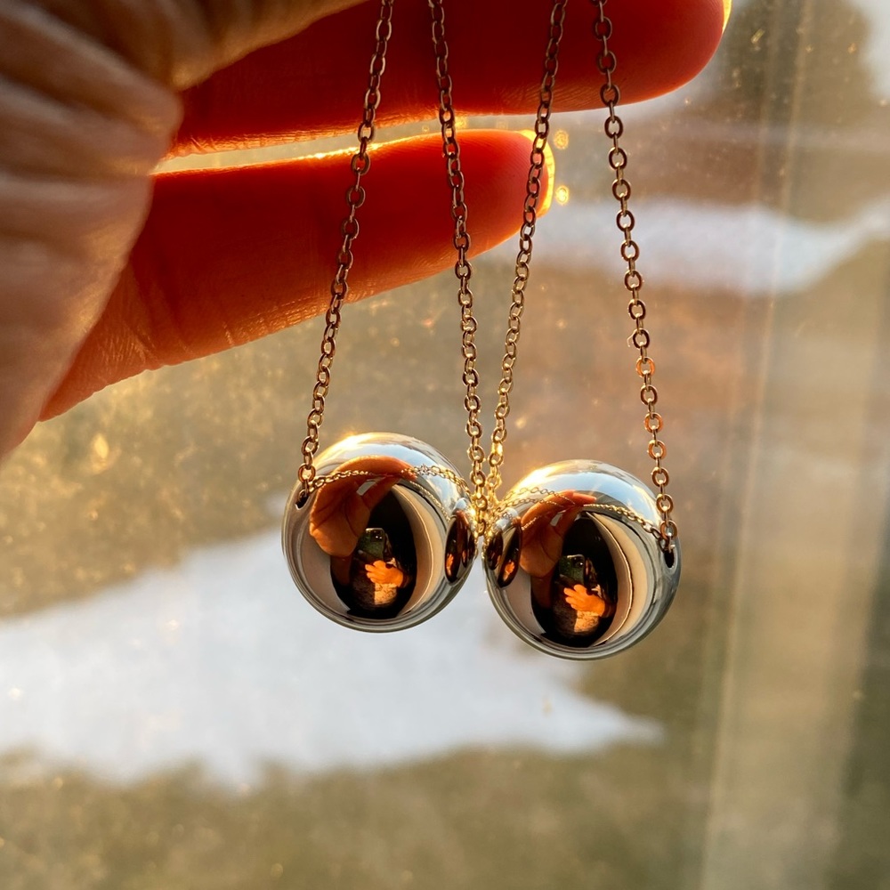 Bloomingdale’s Aqua Silver ball drop earrings